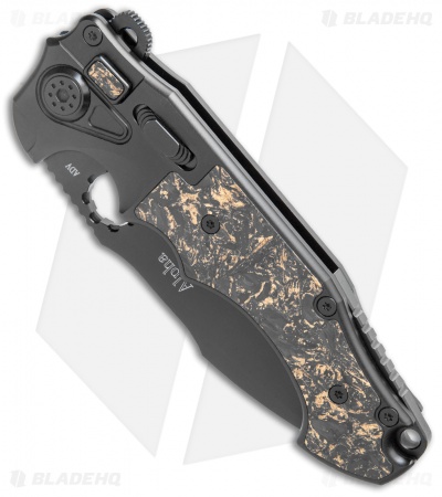 Andre de Villiers AdV Alpha Flipper Knife Shredded CF/Copper (4.4" Black)