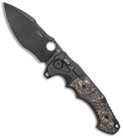 Andre de Villiers AdV Alpha Flipper Knife Shredded CF/Copper (4.4" Black)