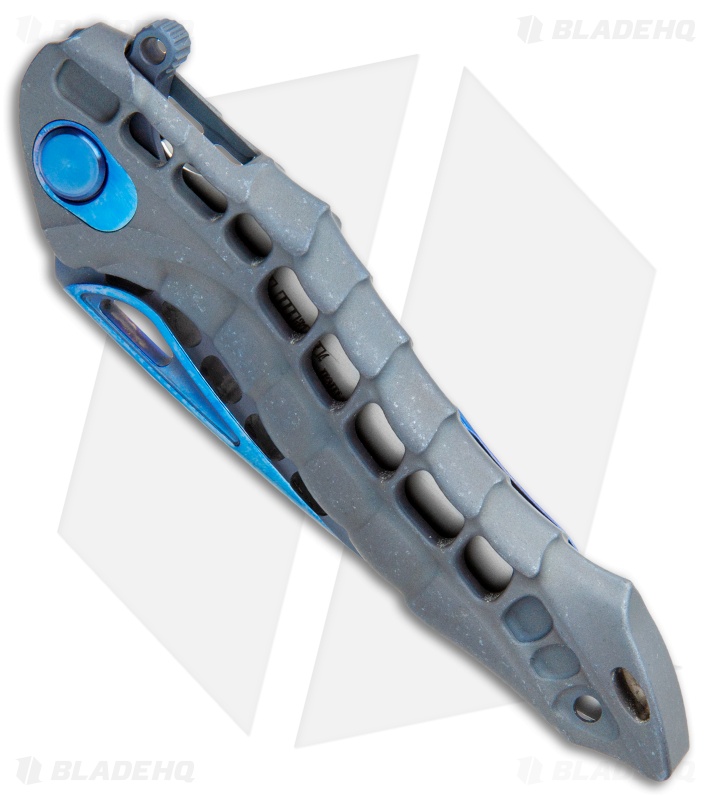 Andre de Villiers Custom Alien Integral Frame Lock Knife Gray/Blue Ti (3.5" BB)