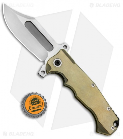 Andre de Villiers Bowie Badlands Frame Lock Knife Gold/Black Ti (4" Satin) AdV