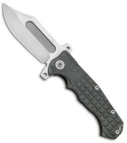 Andre de Villiers Bowie Badlands Flipper Knife Gray Frag Titanium (4" Satin)