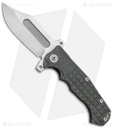 Andre de Villiers Bowie Badlands Flipper Knife Gray Frag Titanium (4" Satin)