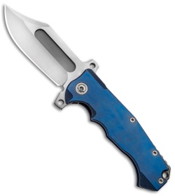 Andre de Villiers Bowie Badlands Frame Lock Knife Blue Ti (4" Satin) AdV