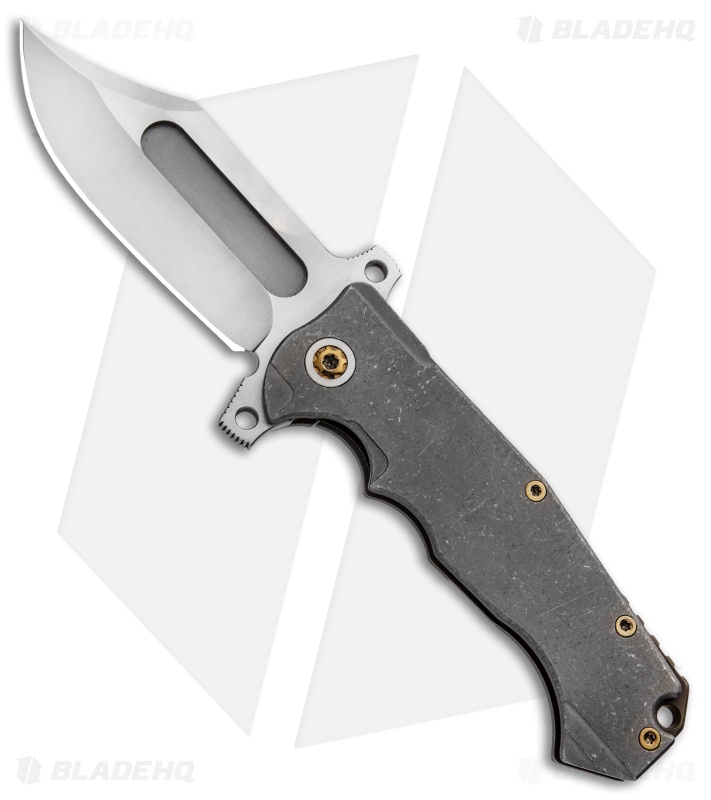 Andre de Villiers Bowie Badlands Frame Lock Knife Gray/Bronze Ti (4" Satin) AdV