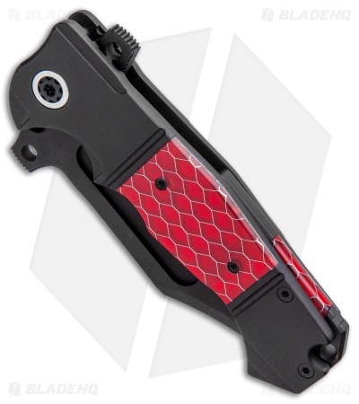 Andre de Villiers Bowie Badlands Frame Lock Knife Red C-Tek Ti (4" Black) AdV