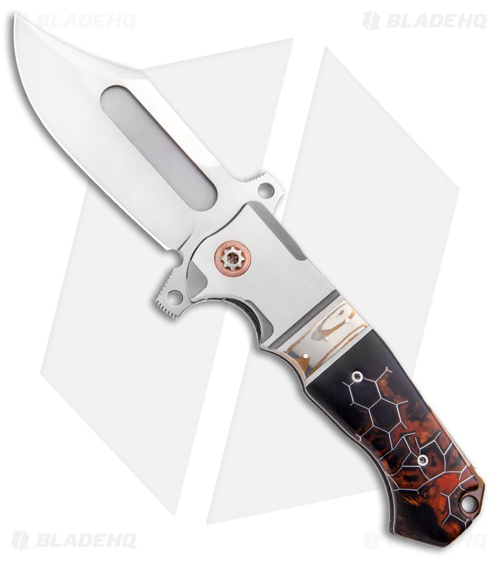 Andre de Villiers Bowie Badlands Frame Lock Knife Voodoo/Mokume (4" Satin) AdV
