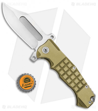 Andre de Villiers Bowie Badlands Flipper Knife Gold Frag Titanium (4" Satin) AdV