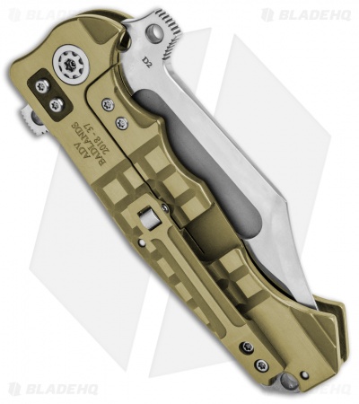 Andre de Villiers Bowie Badlands Flipper Knife Gold Frag Titanium (4" Satin) AdV
