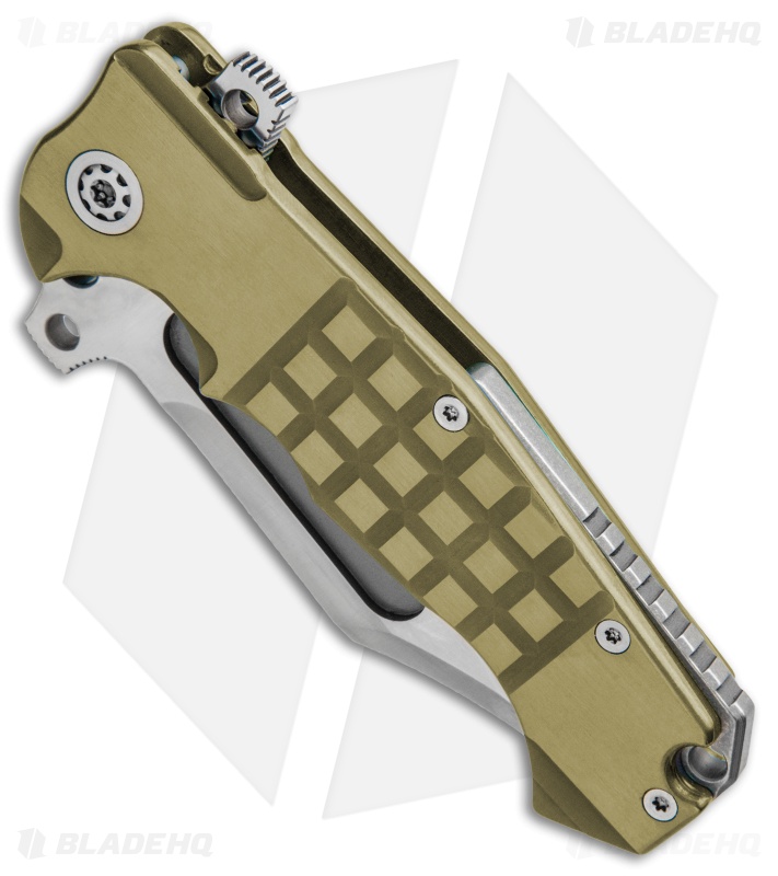 Andre de Villiers Bowie Badlands Flipper Knife Gold Frag Titanium (4" Satin) AdV