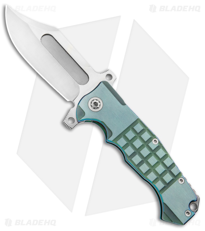 Andre de Villiers Bowie Badlands Flipper Knife Green Frag Titanium