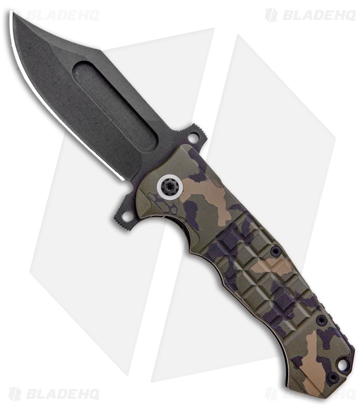 Andre de Villiers Bowie Badlands Frame Lock Knife Camo Ti (4" Black) AdV