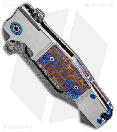 Andre de Villiers Custom Bowie Badlands Flipper Knife VG10/Mokuti  (4" Damascus)