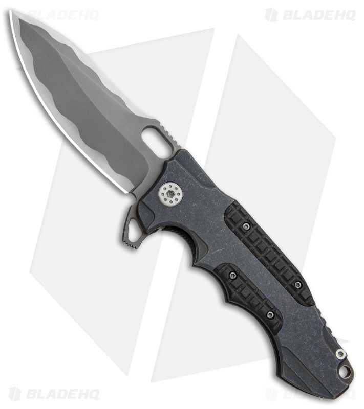 Andre de Villiers Custom Hummer Flipper Knife Blue Frag CF (4.25" Two-Tone) AdV