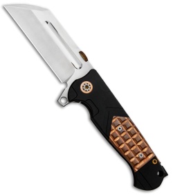 Andre de Villiers Tac Butcher Frame Lock Knife Copper Frag Black Ti (4" Satin)