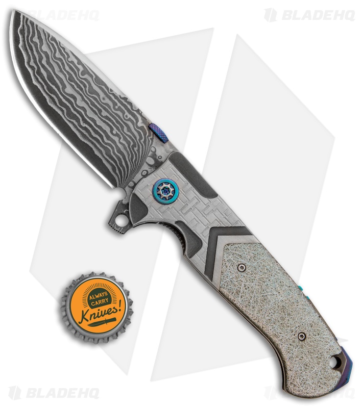 Andre de Villiers Custom TrailBoss Knife Ti/Holographic (3.875" Damascus)