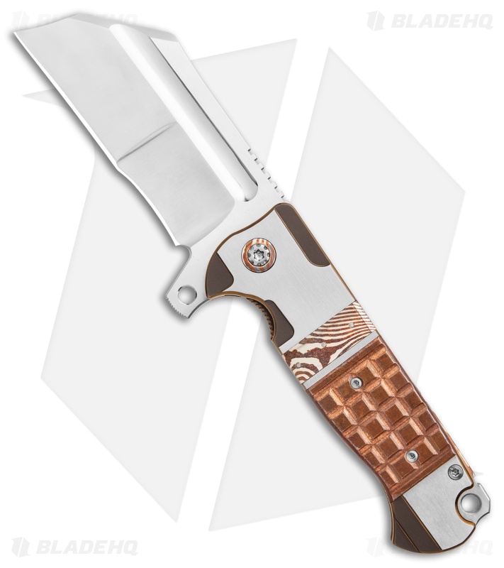 Andre de Villiers Custom War Hulk Flipper Knife Copper Frag/Mokuti (4" Satin)
