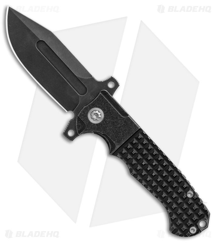Andre de Villiers DF Frag Clip Point Knife Black Ti w/Swedge (3.25" Black SW)