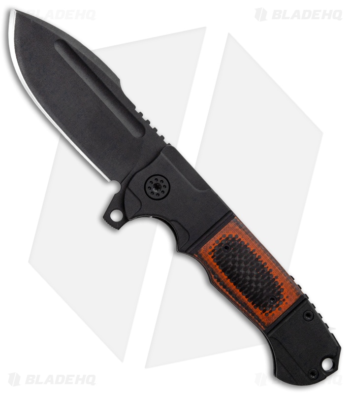 Andre de Villiers Harpoon Frame Lock Knife Black Ti/Orange CF (3.88" Black)
