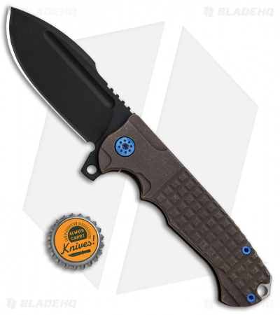 Andre de Villiers Harpoon F17 Frag Frame Lock Knife Bronze/Blue Ti (3.88" Black)