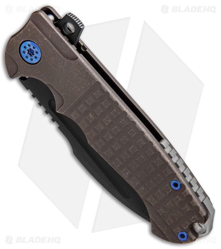 Andre de Villiers Harpoon F17 Frag Frame Lock Knife Bronze/Blue Ti (3.88" Black)