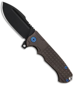 Andre de Villiers Harpoon F17 Frag Frame Lock Knife Bronze/Blue Ti (3.88" Black)