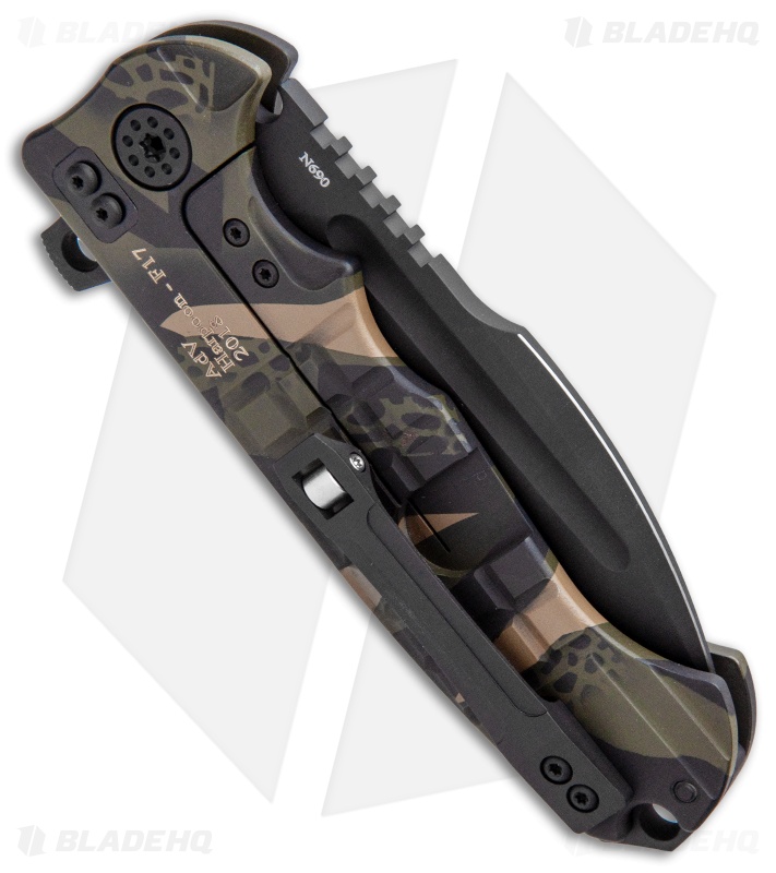 Andre De Villiers Harpoon Flipper Folding Knife Frag Camo (3.9" Black)