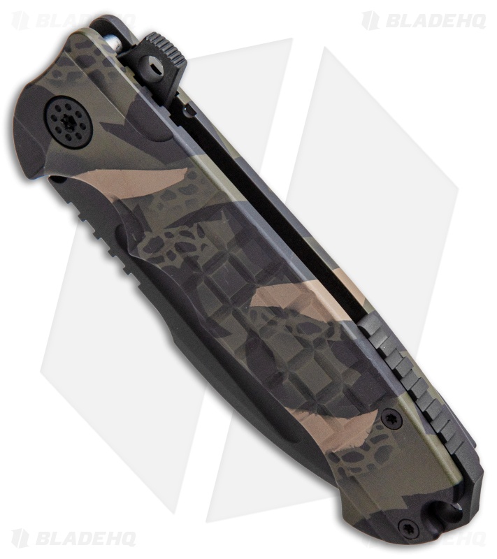 Andre De Villiers Harpoon Flipper Folding Knife Frag Camo (3.9" Black)