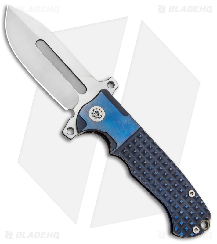 Andre de Villiers Mid-Tech DF Frag Frame Lock Knife Blue Ti (3.88" Satin) AdV