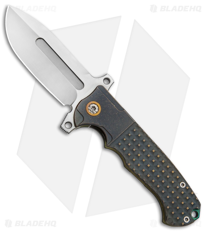 Andre de Villiers Mid-Tech DF Frag Frame Lock Knife Gray/Bronze Ti (3.88" Satin)