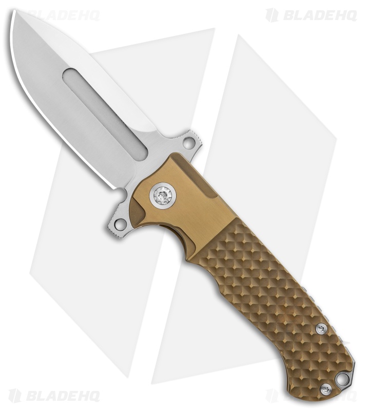 Andre de Villiers Mid-Tech DF Frag Frame Lock Knife Gold Ti (3.88" Satin) AdV