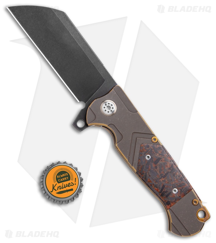 Andre de Villiers Mid-Tech Tac Butcher UTL Knife Coppershred CF (4" Black SW)