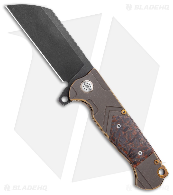 Andre de Villiers Mid-Tech Tac Butcher UTL Knife Coppershred CF (4" Black SW)