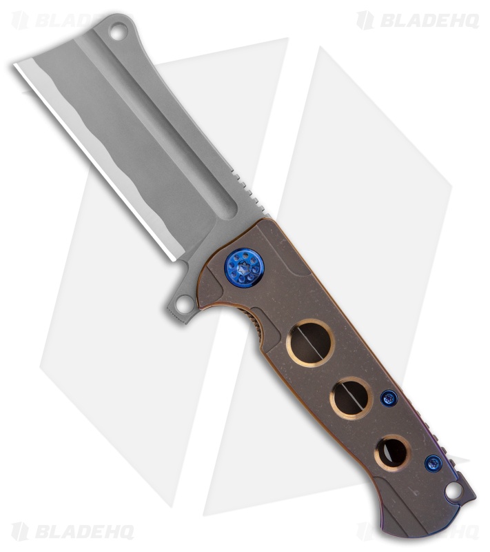 Andre de Villiers Mini Cleaver Knife Gold Holes/Purple Ti (3.25" Hamon) AdV