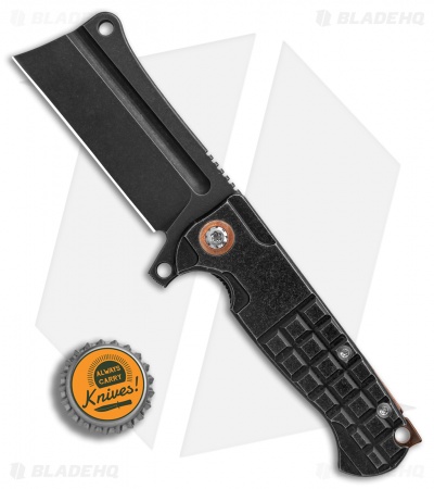 Andre de Villiers Mini Cleaver Knife Knurled Black Titanium (3.25" Black SW) AdV