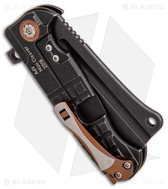 Andre de Villiers Mini Cleaver Knife Knurled Black Titanium (3.25" Black SW) AdV