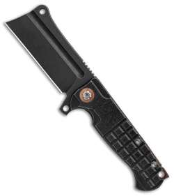 Andre de Villiers Mini Cleaver Knife Knurled Black Titanium (3.25" Black SW) AdV