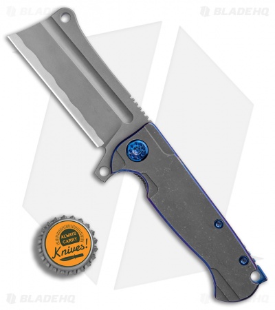 Andre de Villiers Mini Cleaver Knife Purple Ti/Blue Perimeters (3.25" Hamon) AdV