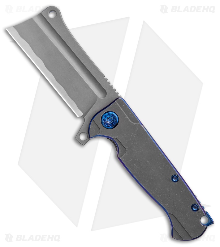 Andre de Villiers Mini Cleaver Knife Purple Ti/Blue Perimeters (3.25" Hamon) AdV