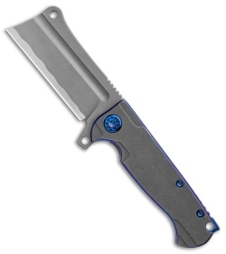 Andre de Villiers Mini Cleaver Knife Purple Ti/Blue Perimeters (3.25" Hamon) AdV