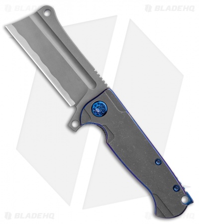 Andre de Villiers Mini Cleaver Knife Purple Ti/Blue Perimeters (3.25" Hamon) AdV