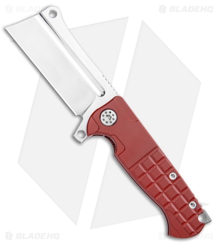 Andre de Villiers Mini Cleaver Flipper Knife Red Frag Ti (3.25" Satin) AdV