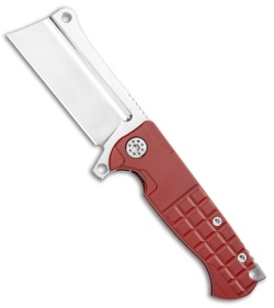 Andre de Villiers Mini Cleaver Flipper Knife Red Frag Ti (3.25" Satin) AdV 