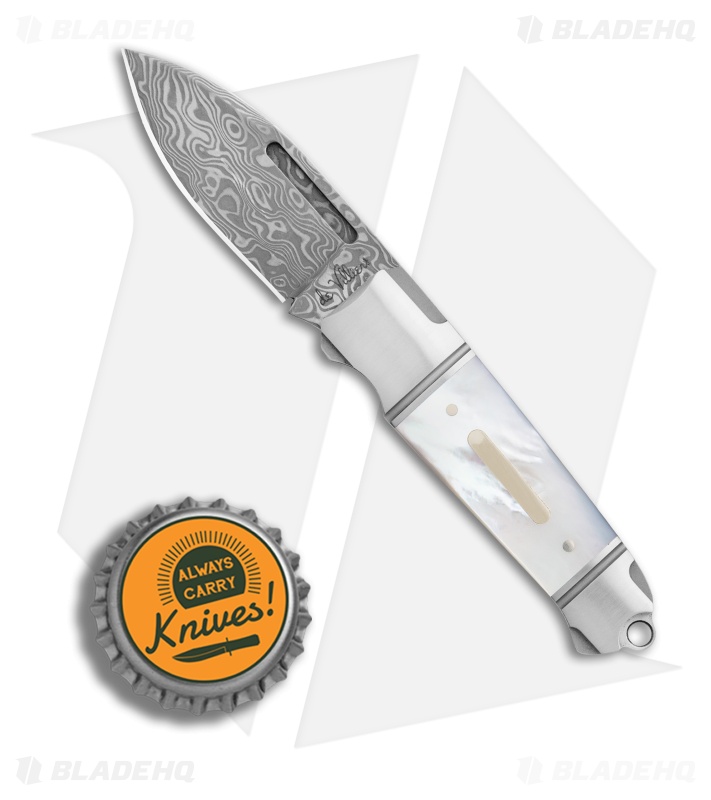 Andre de Villiers Mini Impi Slip Joint Knife Mother of Pearl (2" Damascus) AdV