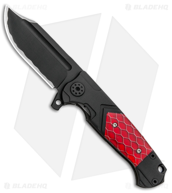 Andre de Villiers Mini Pathfinder Knife Black Ti Red C-Tek (3.2" Black) AdV