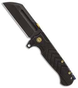 Andre de Villiers Tac Butcher Frame Lock Knife Arrow Ti Gold Ano (4" Black SW)