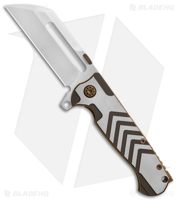 Andre de Villiers Tac Butcher Frame Lock Knife Arrow Ti Gold Ano (4" Satin)