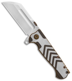 Andre de Villiers Tac Butcher Frame Lock Knife Arrow Ti Gold Ano (4" Satin)