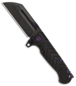 Andre de Villiers Tac Butcher Frame Lock Knife Arrow Ti Purple Ano (4" Black SW)