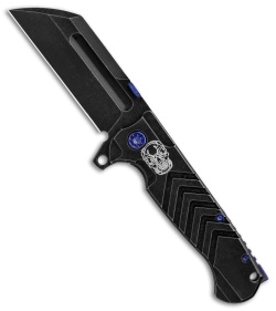 Andre de Villiers Tac Butcher Frame Lock Knife Black Ti Skull (4" Black SW) AdV