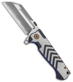 Andre de Villiers Tac Butcher Frame Lock Knife Arrow Ti Blue Ano (4" Two-Tone)